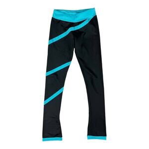 ChloeNoel Figure Skating Spiral Blue Black Leggings Pants Large